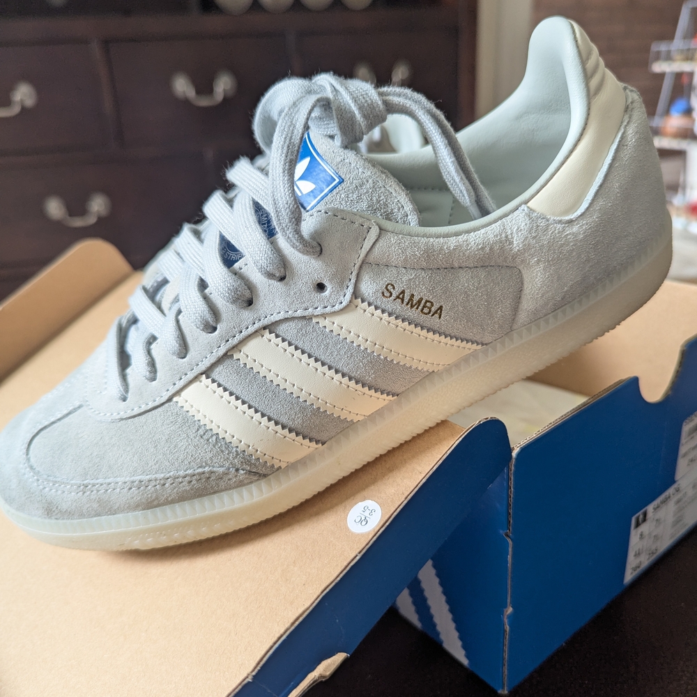 Adidas Gray and White Athletic Shoes Classic Design